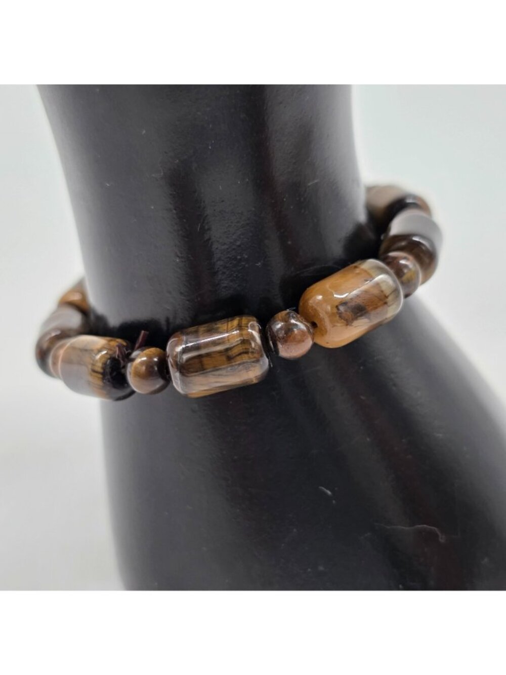 Tiger Eye Beaded Stretch Bracelet Unisex Jewelry Natural Stone Brown Oval & Roun - Picture 2 of 4